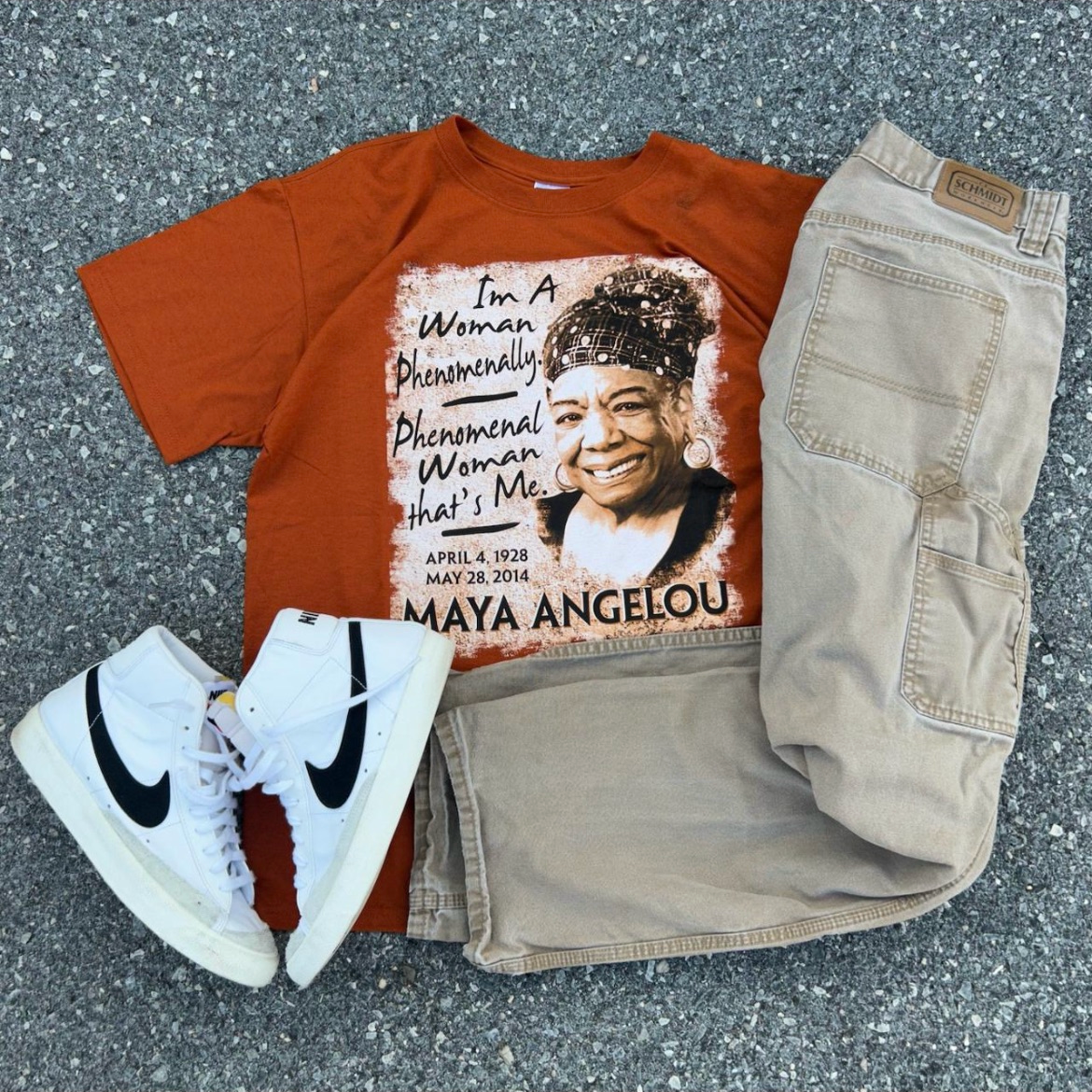 Vintage Orange Black History Tee - M