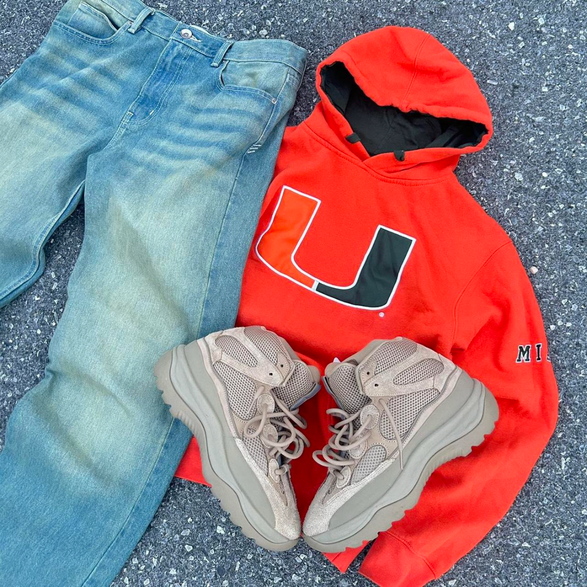 Vintage Orange UMiami College Hoodie - S