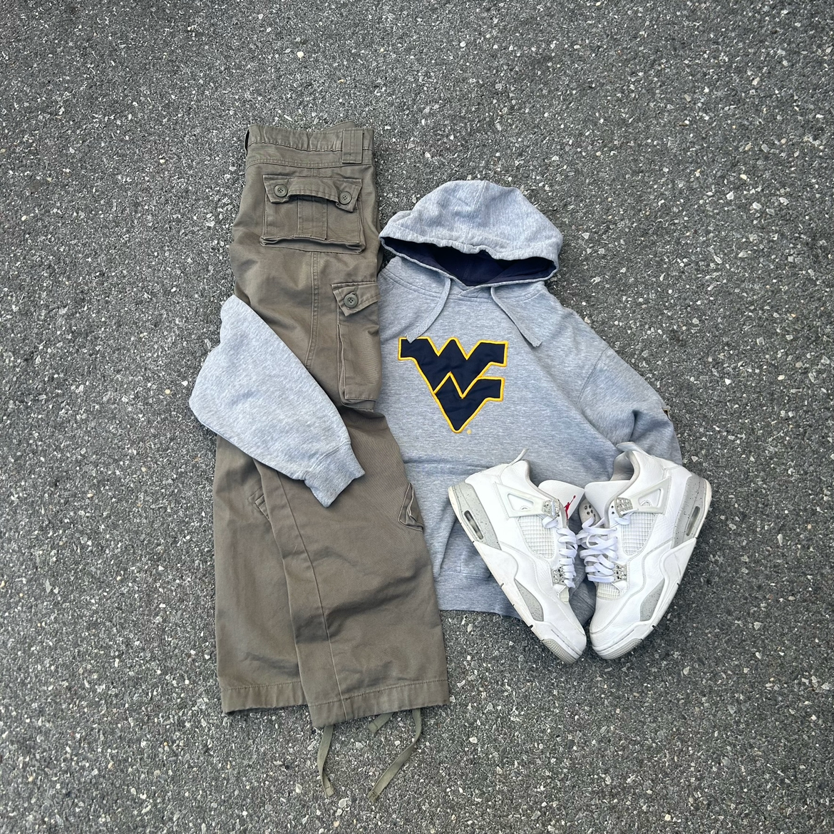 Vintage Grey College West Virginia Hoodie - S