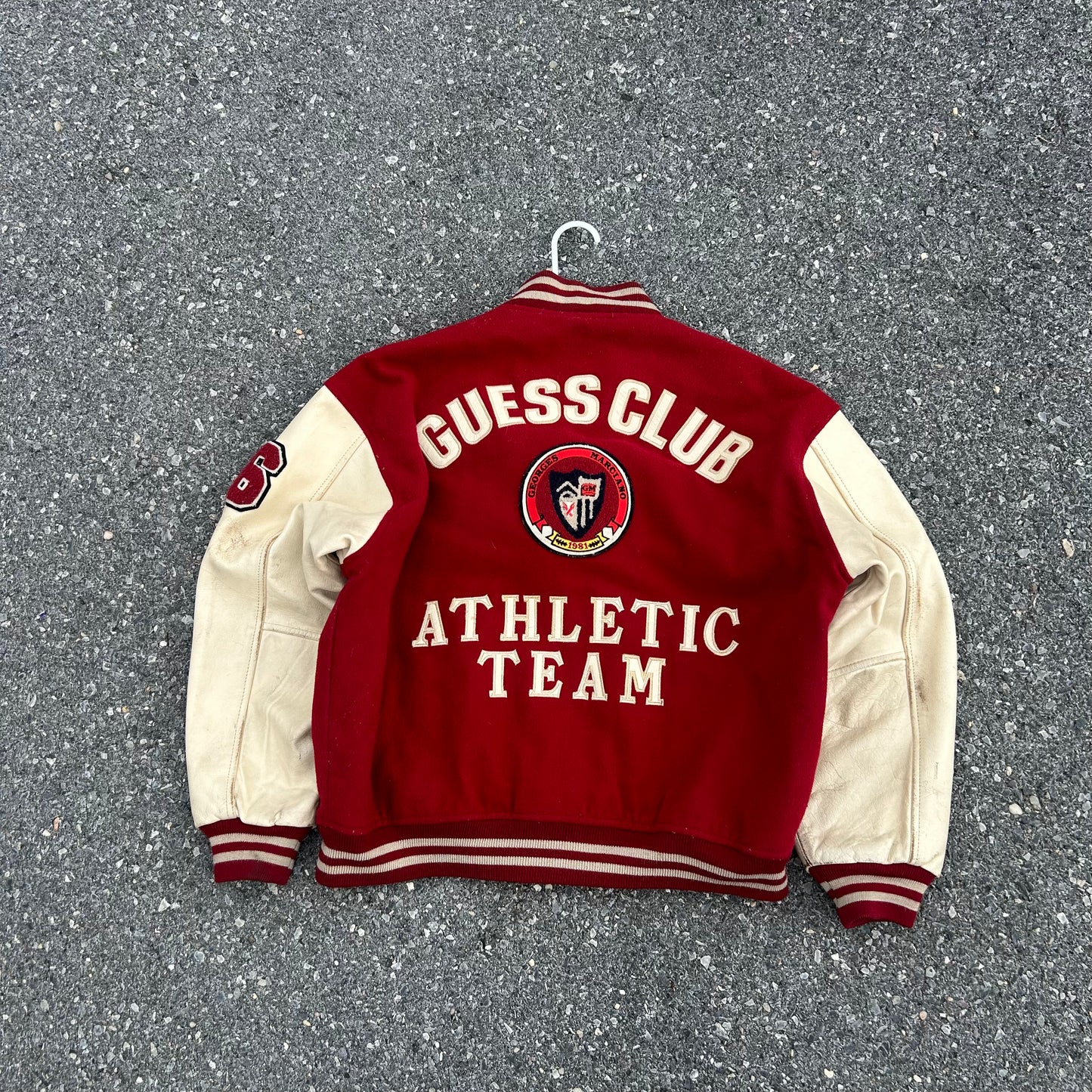 Vintage Guess Red Varsity Jacket - M