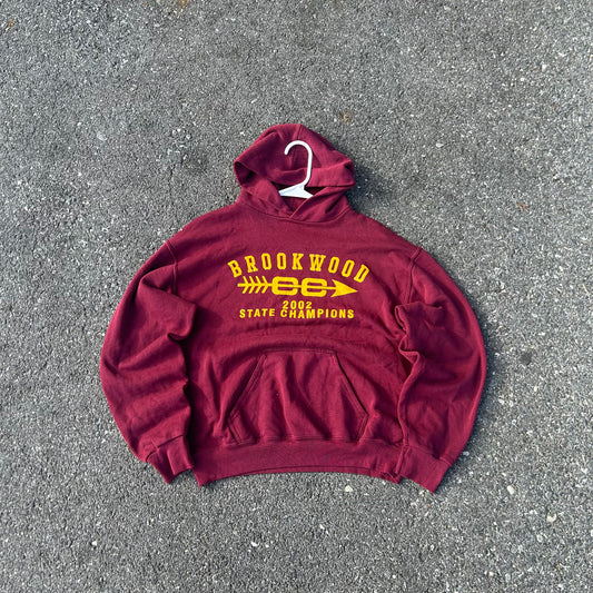 Vintage Burgundy Sports Hoodie - M