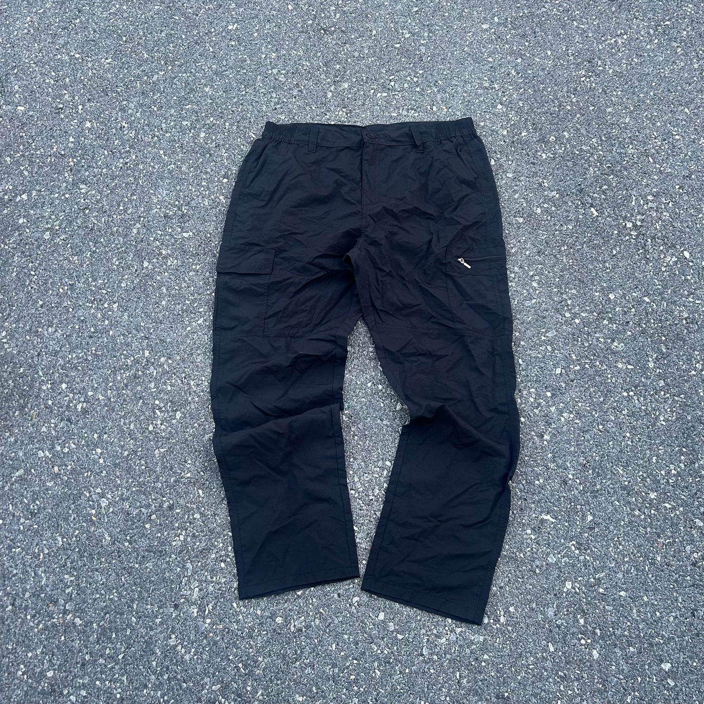 Vintage Black Nylon Cargo Pants - XL