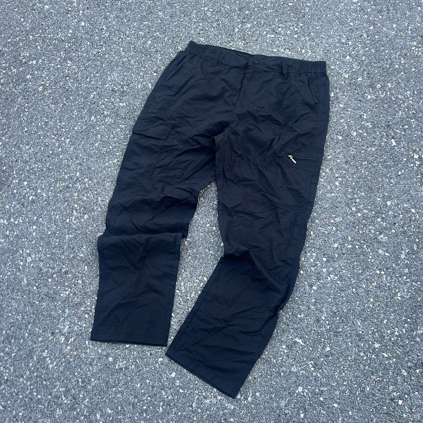 Vintage Black Nylon Cargo Pants - XL