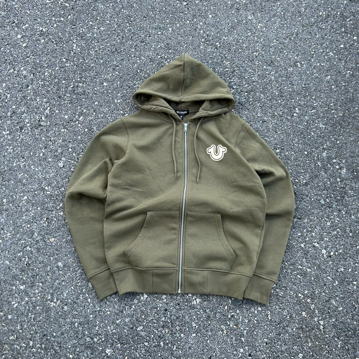 True Religion Green Graphic Zip Hoodie - S