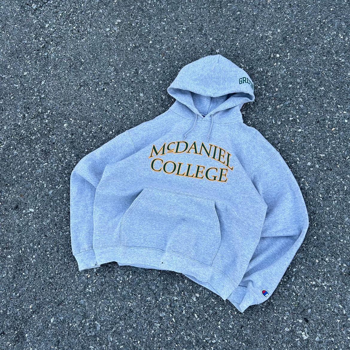 Vintage Grey Champion College Hoodie - L