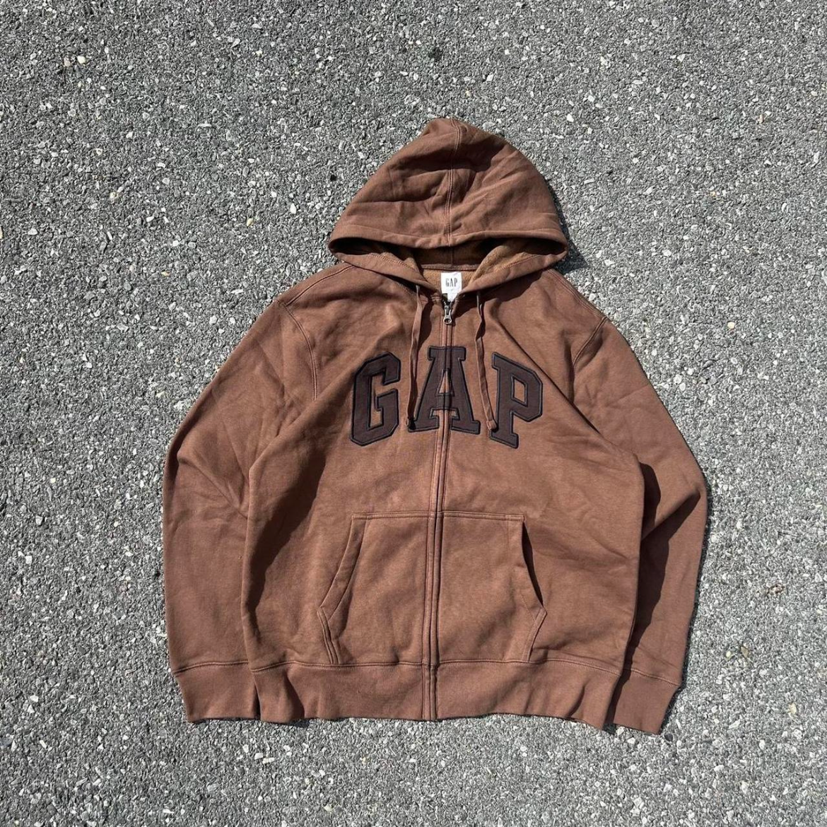 Vintage Mocha Brown Gap Zip Hoodie -