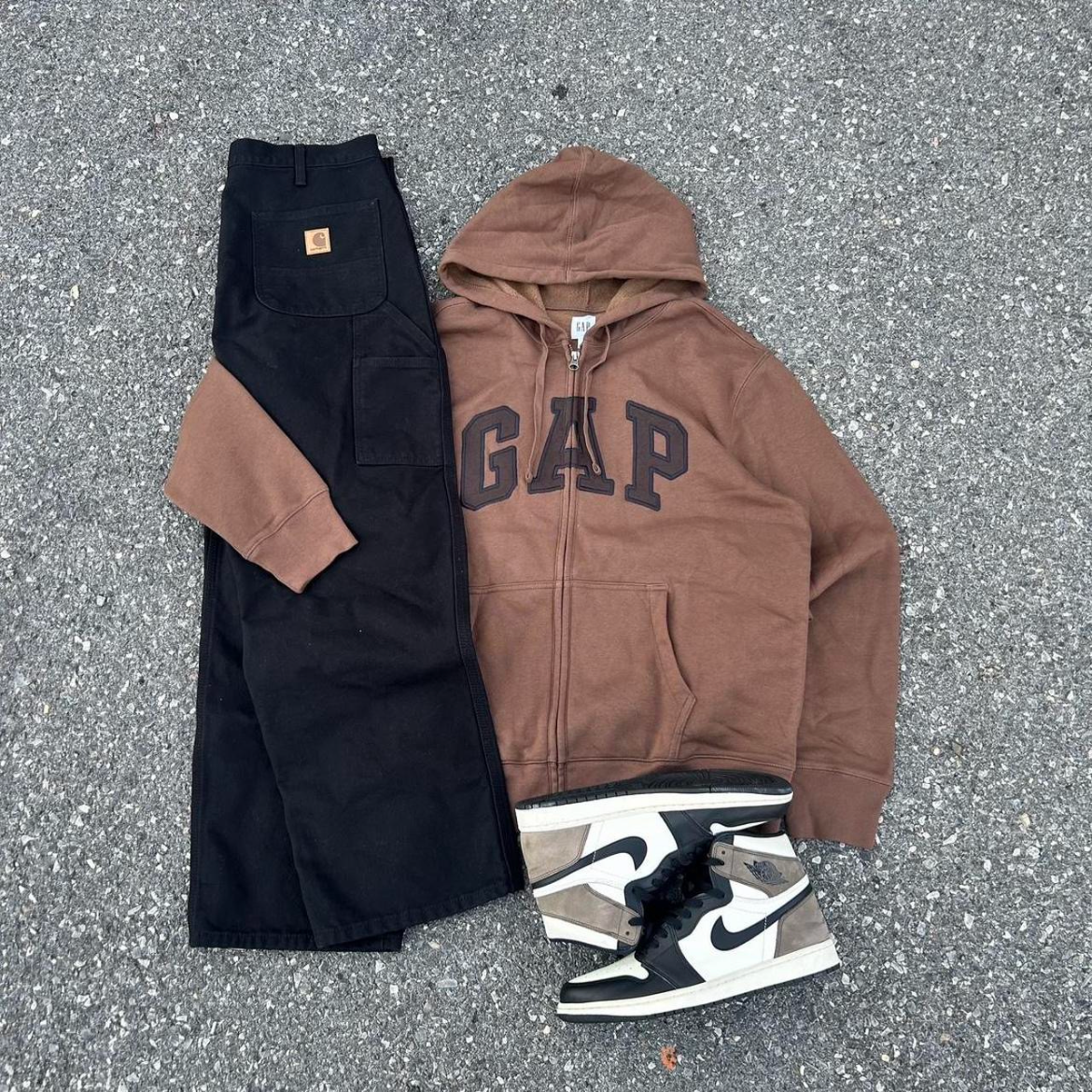 Vintage Mocha Brown Gap Zip Hoodie -