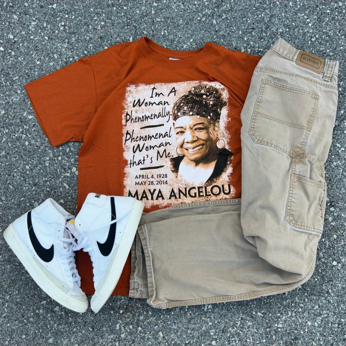 Vintage Orange Black History Shirt - M