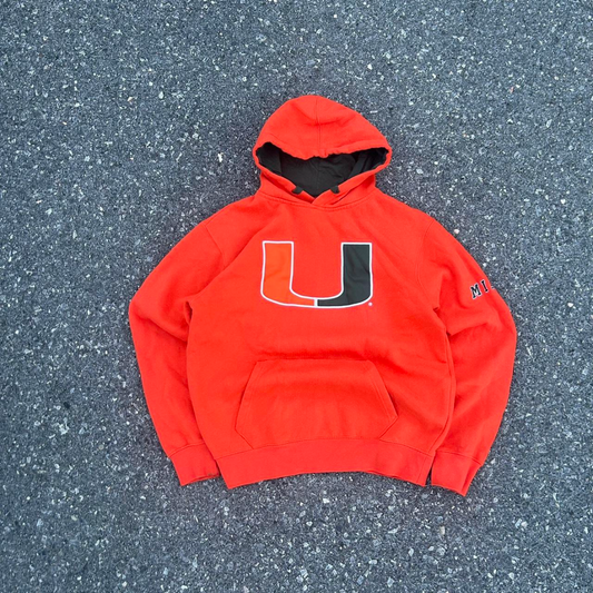 Vintage Orange UMiami College Hoodie - S